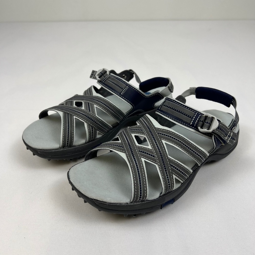 FootJoy Golf Sandals Spiked Strappy Navy Grey Excellent Summer Performance